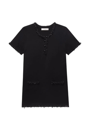FRAME The Beaded Trim embellishment button dress - Black