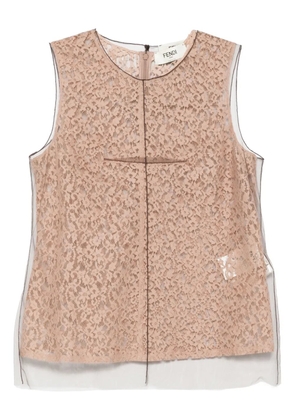 FENDI floral-lace top - Brown