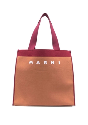 Marni logo print tote bag - Orange