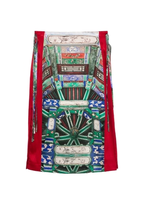 Hui Hui side-tie midi skirt - Red