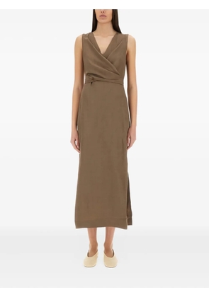 Brunello Cucinelli wrap-effect sleeveless dress - Brown