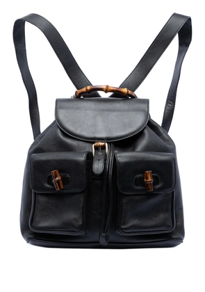 Gucci Pre-Owned 2000-2015 Calfskin Bamboo Drawstring backpack - Black