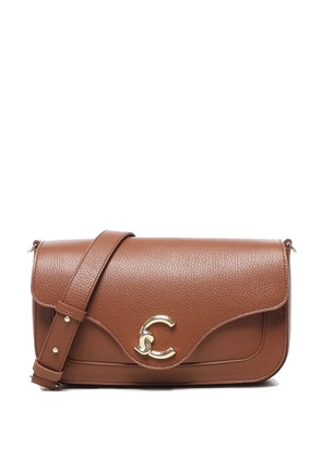Coccinelle medium C-me leather flap cross body bag - Brown