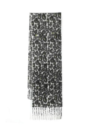 Faliero Sarti leopard-print fringed scarf - White