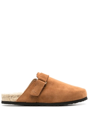 Manebi Hamptons leather flat mules - Brown
