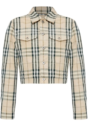 Burberry check pattern cropped jacket - Neutrals