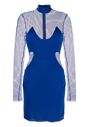 TOM FORD crepe mesh-panelling mini dress - Blue