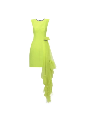 Gemy Maalouf jewelled ruffled short mini dress - Yellow