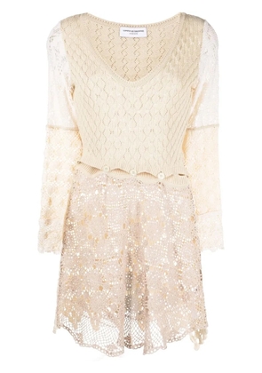 Marine Serre crochet mini dress - Neutrals
