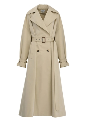Alexander McQueen A-line pleated trench coat - Neutrals