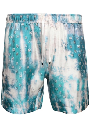 AMIRI monogram-print elasticated-waist shorts - Blue