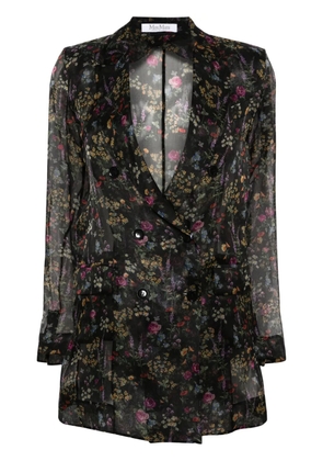Max Mara Jabot floral-print silk blazer - Black