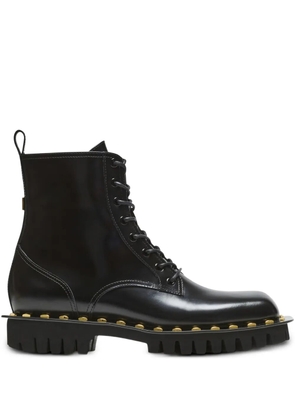 Balmain glazed leather studded boots - Black