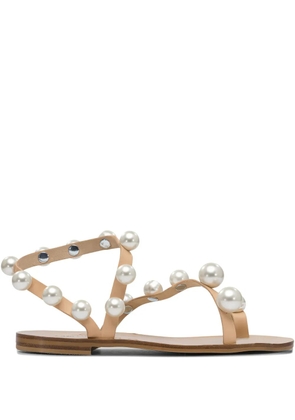 Elina Linardaki pearl-embellished leather sandals - Neutrals