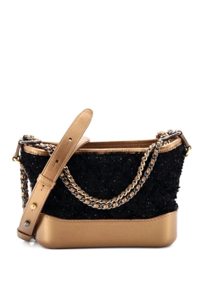 CHANEL Pre-Owned Gabrielle Quilted Tweed and Calfskin Small hobo bag - Black