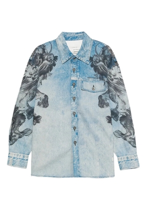 Feng Chen Wang graphic pocketed shirt - Blue