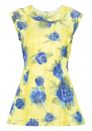 Marni floral-print taffeta top - Yellow