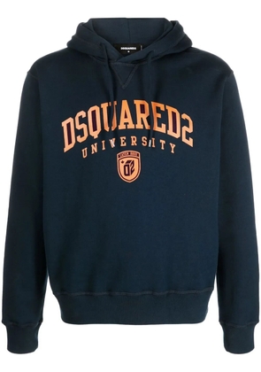DSQUARED2 University-print drawstring hoodie - Blue