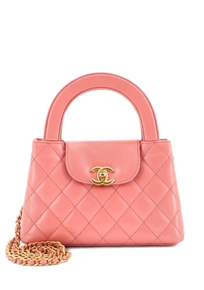 CHANEL Pre-Owned Kelly Top Handle Shopping Bag Quilted Shiny Aged Calfskin Mini satchel - Pink
