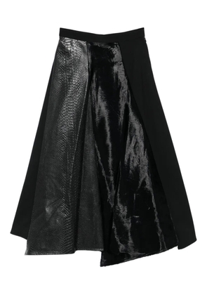 Junya Watanabe snakeskin-velvet panel skirt - Black