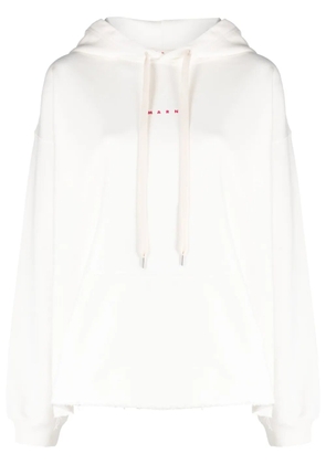 Marni logo-print cotton hoodie - White