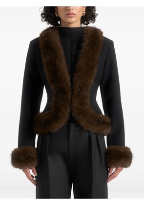 Manière De Voir Lina faux fur-trim black jacket