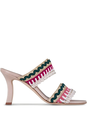 Manolo Blahnik Mabecomu embroidered two-strap sandals - Neutrals