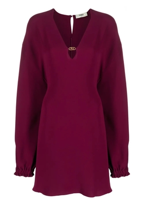 FENDI Cady logo-plaque silk minidress - Red