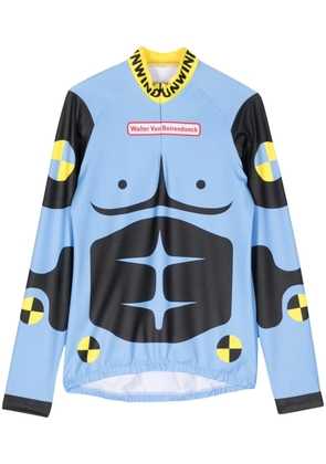 Walter Van Beirendonck Dummy-print long-sleeve cycling top - Blue