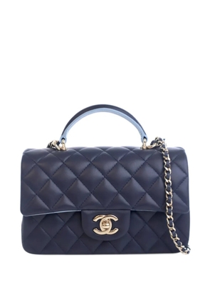 CHANEL Pre-Owned 2021-2025 Mini Rectangular Lambskin Top Handle Flap satchel - Blue