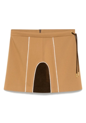 Casablanca chenille panelled mini skirt - Brown