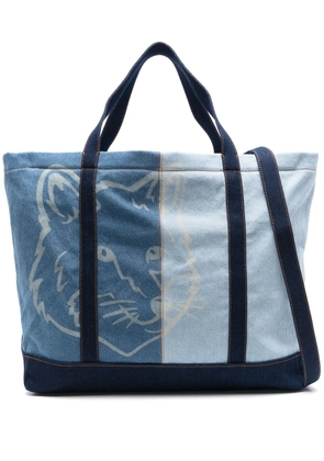 Maison Kitsuné Fox Head-print tote bag - Blue