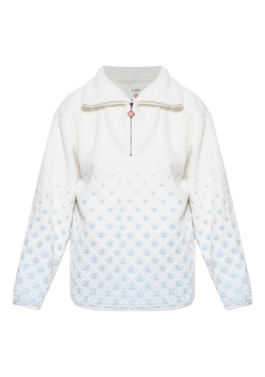 Casablanca logo-embroidered fleece jacket - White