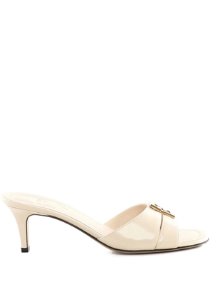 FENDI FFold 55mm logo-plaque leather sandals - White