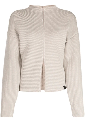 izzue striped mock-neck top - Neutrals