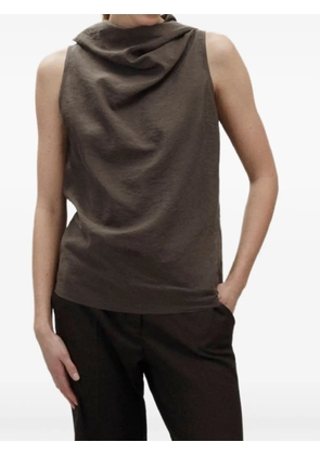 Alysi cowl-neck hooded top - Brown