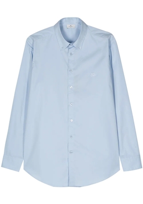 ETRO Pegaso-embroidered cotton shirt - Blue