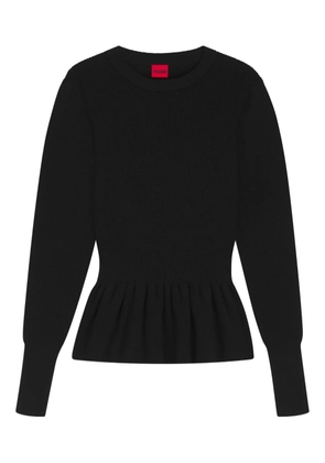 HUGO peplum-design ribbed sweater - Black