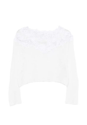 Ermanno Scervino lace-trim sweater - White