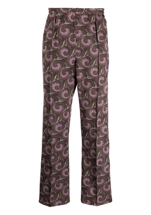 Needles pintuck bold-checked trousers - Brown