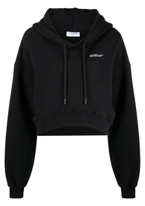 Off-White logo-print cropped hoodie - Black