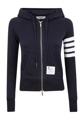 Thom Browne drawstring zip hooded sweatshirt - Blue