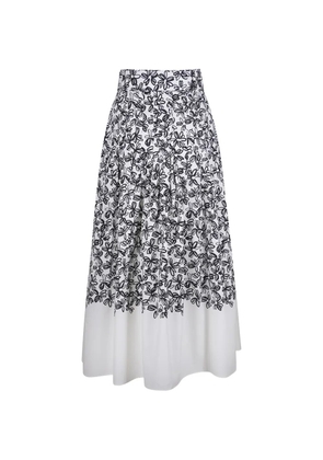 Akris Punto floral-print midi skirt - White
