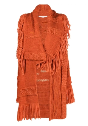 Stella McCartney asymmetric fringed cardi-coat - Orange
