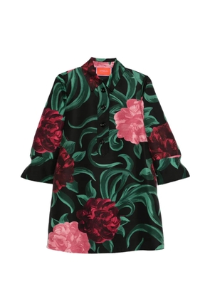 La DoubleJ floral-pattern mini dress - Black