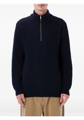 colorful standard half-zip ribbed sweater - Blue