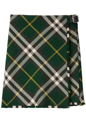 Burberry check-pattern wool skirt - Green