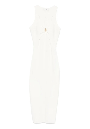 Elisabetta Franchi cut-out ribbed-knit midi dress - White