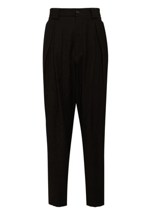 Giorgio Armani single-pleat flannel trousers - Brown