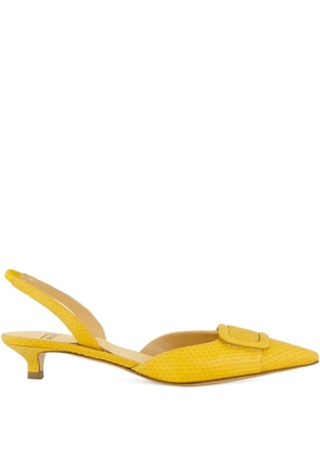 Francesco Russo 25mm R1p1011 buckle kitten pumps - Yellow